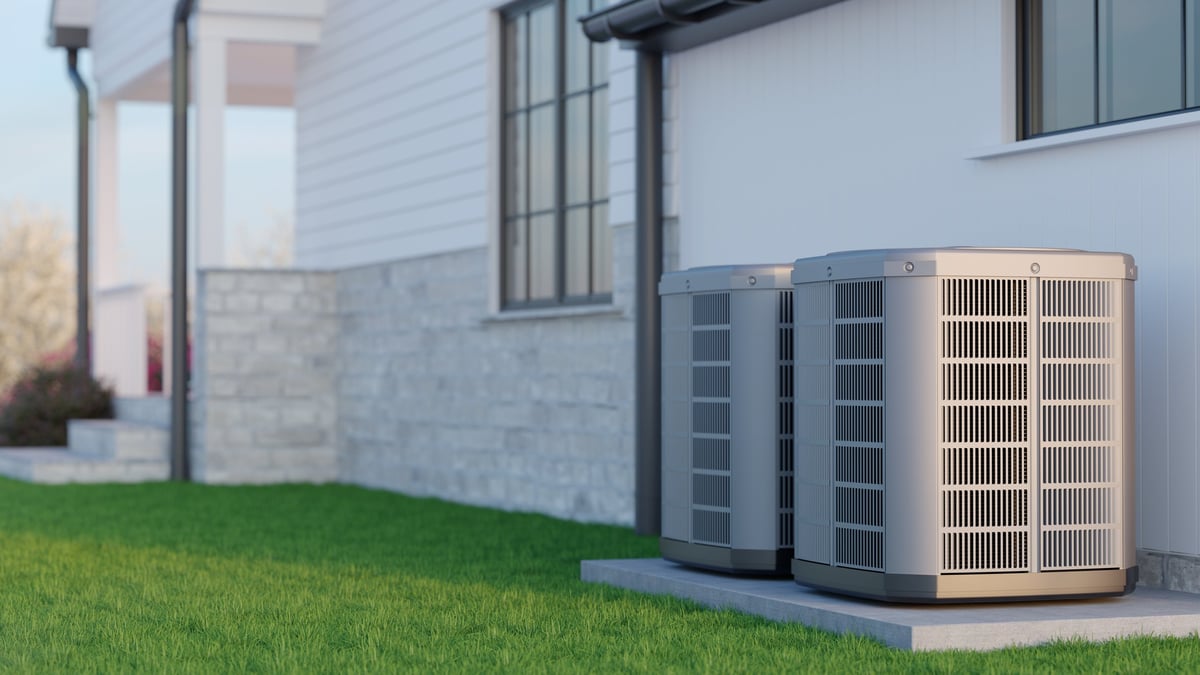 Modern house with an air source heat pump system